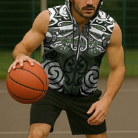 Personalised Maori Ngati Awa Sleeveless Zip Hoodie Silver Fern Kowhaiwhai Art LT01 - Polynesian Pride