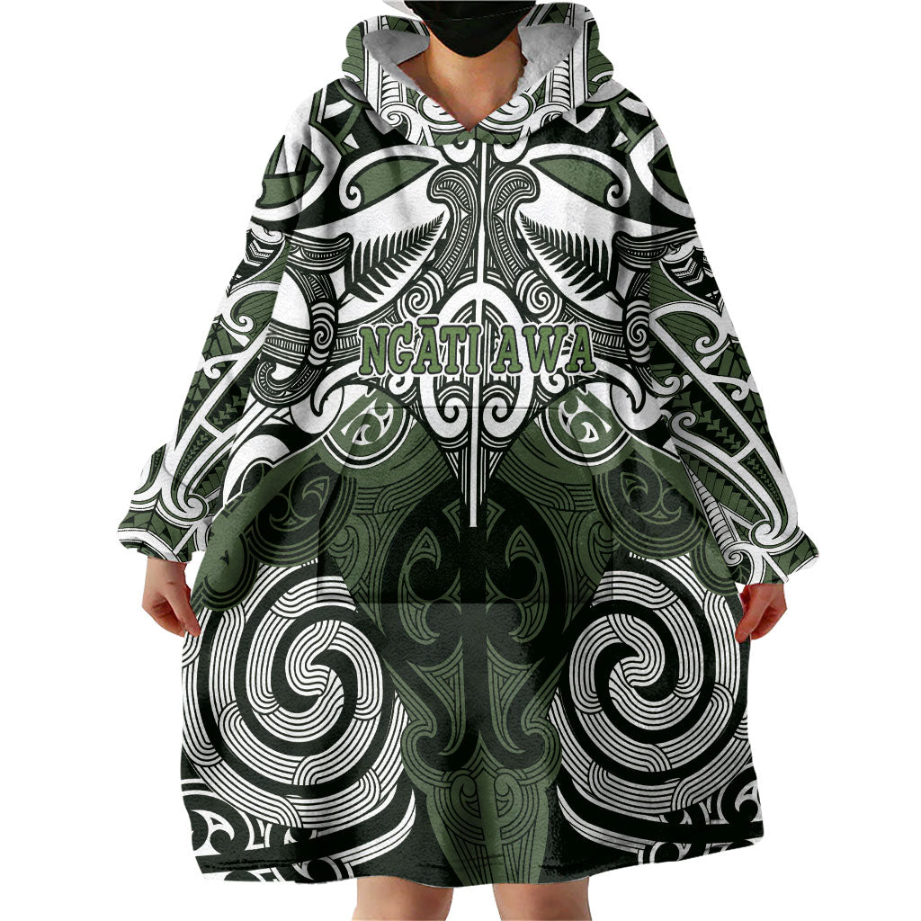 Personalised Maori Ngati Awa Wearable Blanket Hoodie Silver Fern Kowhaiwhai Art LT01 - Polynesian Pride