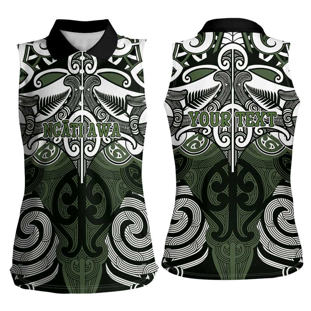 Personalised Maori Ngati Awa Women Sleeveless Polo Shirt Silver Fern Kowhaiwhai Art LT01 - Polynesian Pride