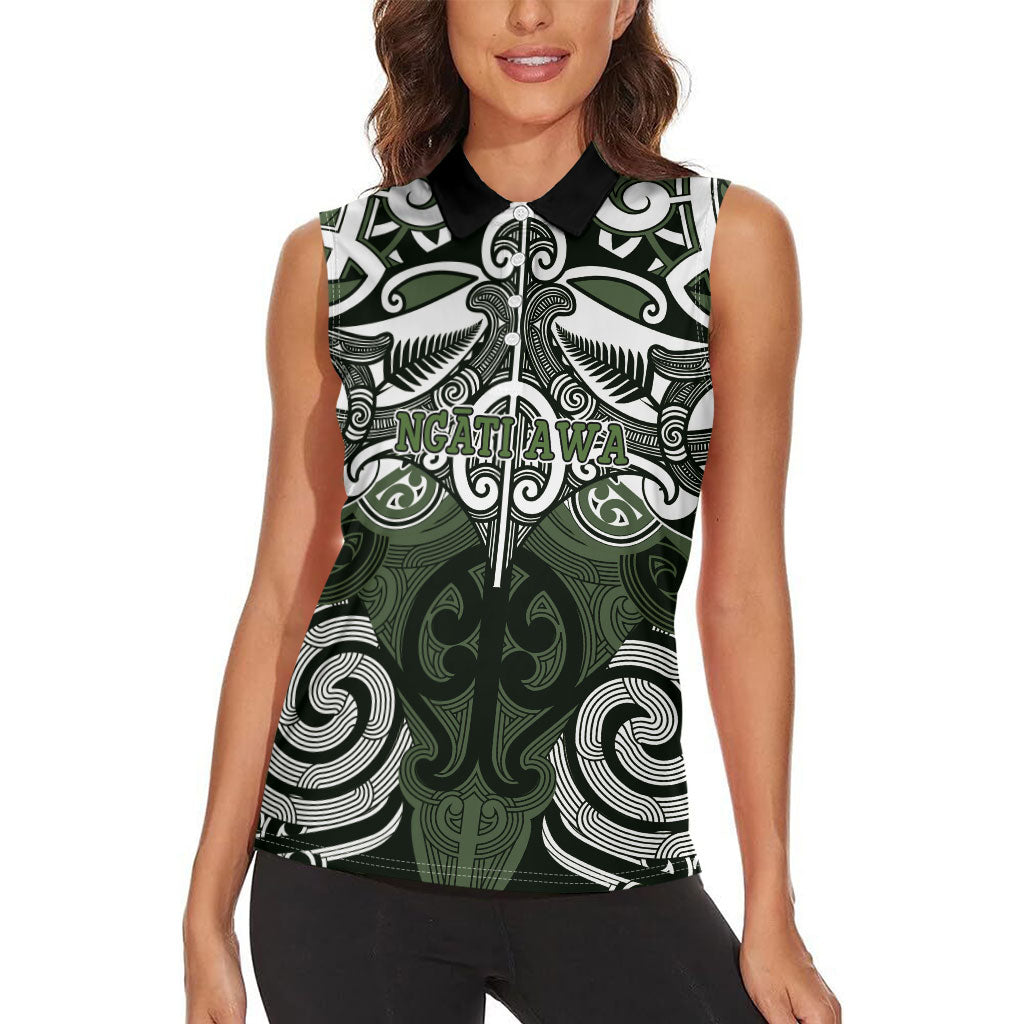 Personalised Maori Ngati Awa Women Sleeveless Polo Shirt Silver Fern Kowhaiwhai Art LT01 - Polynesian Pride