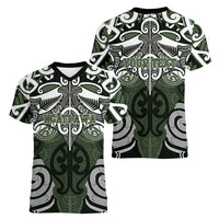 Personalised Maori Ngati Awa Women V-Neck T-Shirt Silver Fern Kowhaiwhai Art LT01 - Polynesian Pride