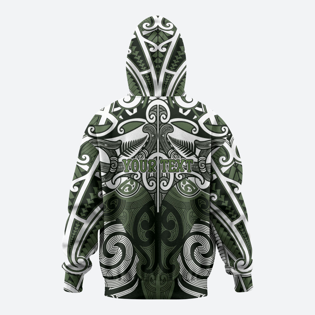 Personalised Maori Ngati Awa Zip Hoodie Silver Fern Kowhaiwhai Art LT01 - Polynesian Pride