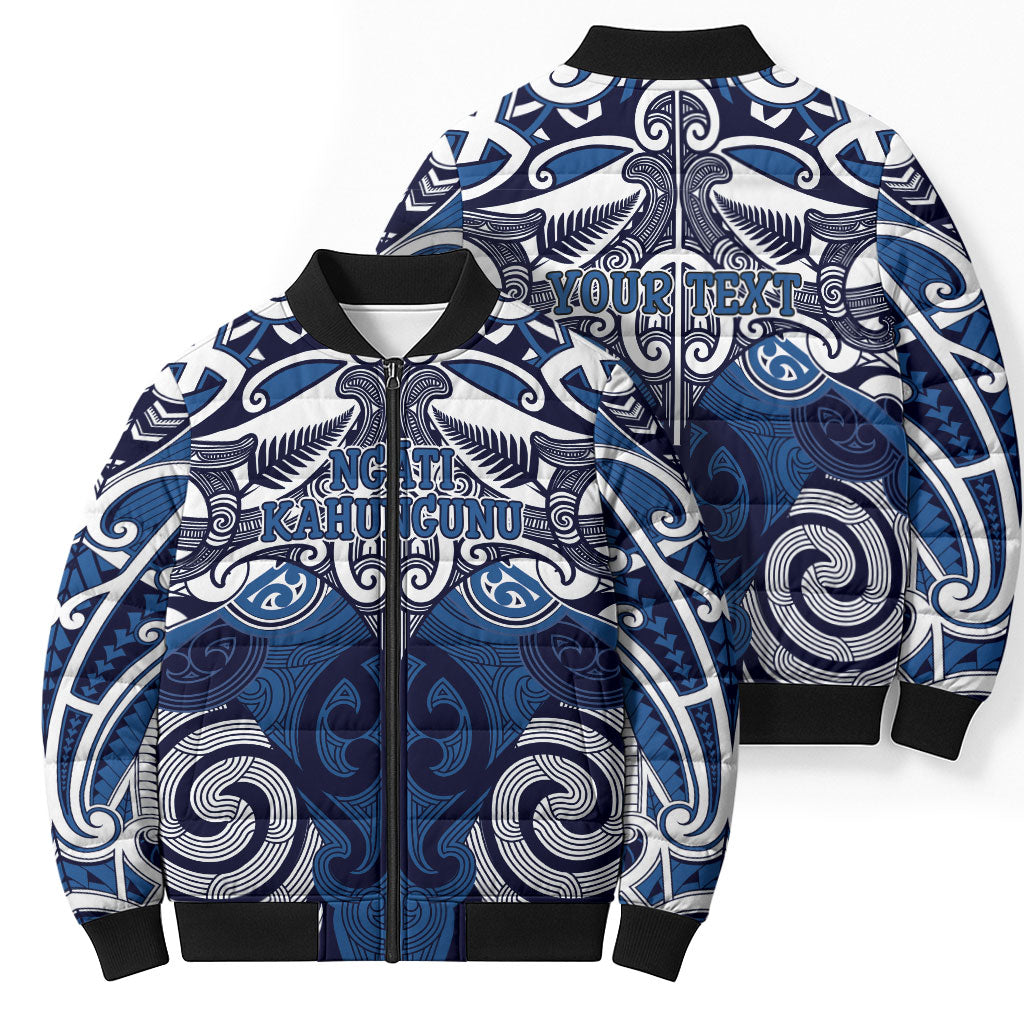 Personalised Maori Ngati Kahungunu Bomber Puffer Jacket Silver Fern Kowhaiwhai Art LT01 - Polynesian Pride