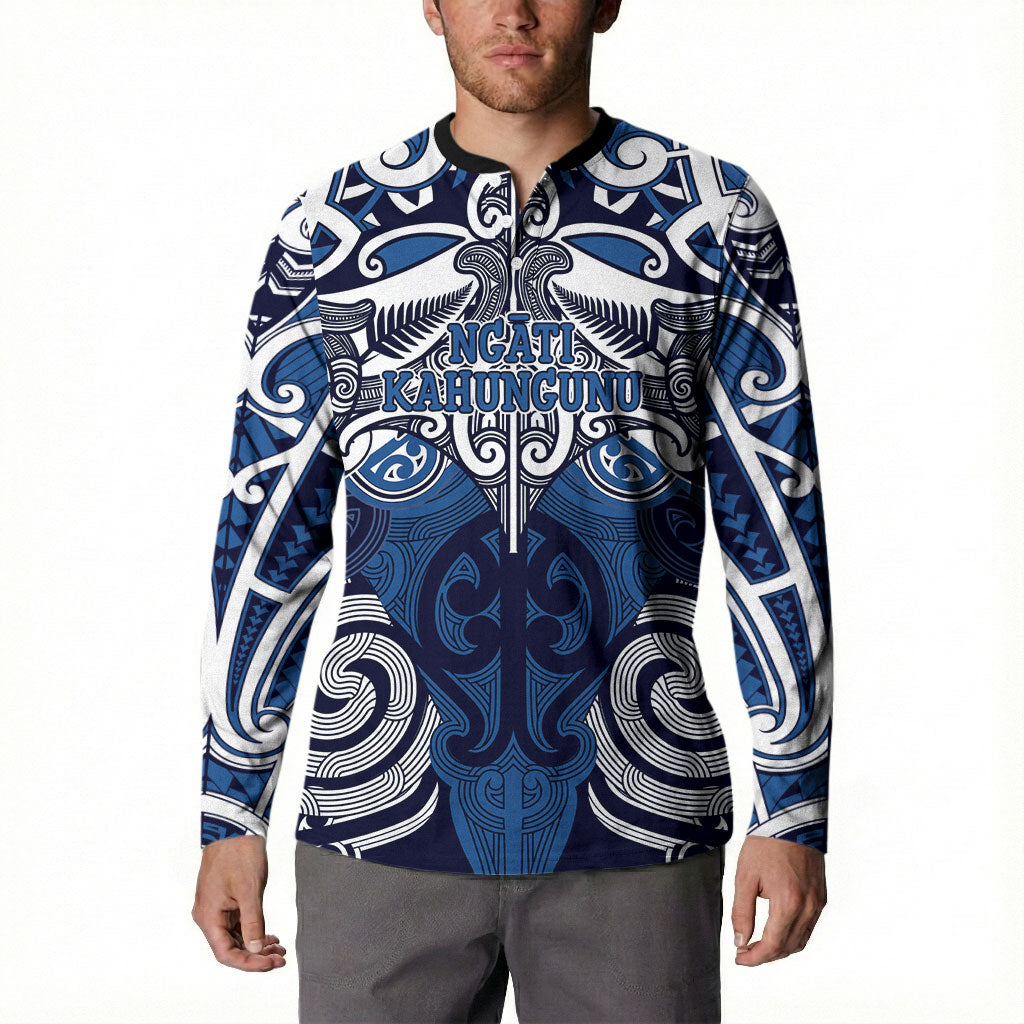 Personalised Maori Ngati Kahungunu Button Sweatshirt Silver Fern Kowhaiwhai Art LT01 - Polynesian Pride