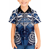 Personalised Maori Ngati Kahungunu Kid Hawaiian Shirt Silver Fern Kowhaiwhai Art LT01 Kid Blue - Polynesian Pride