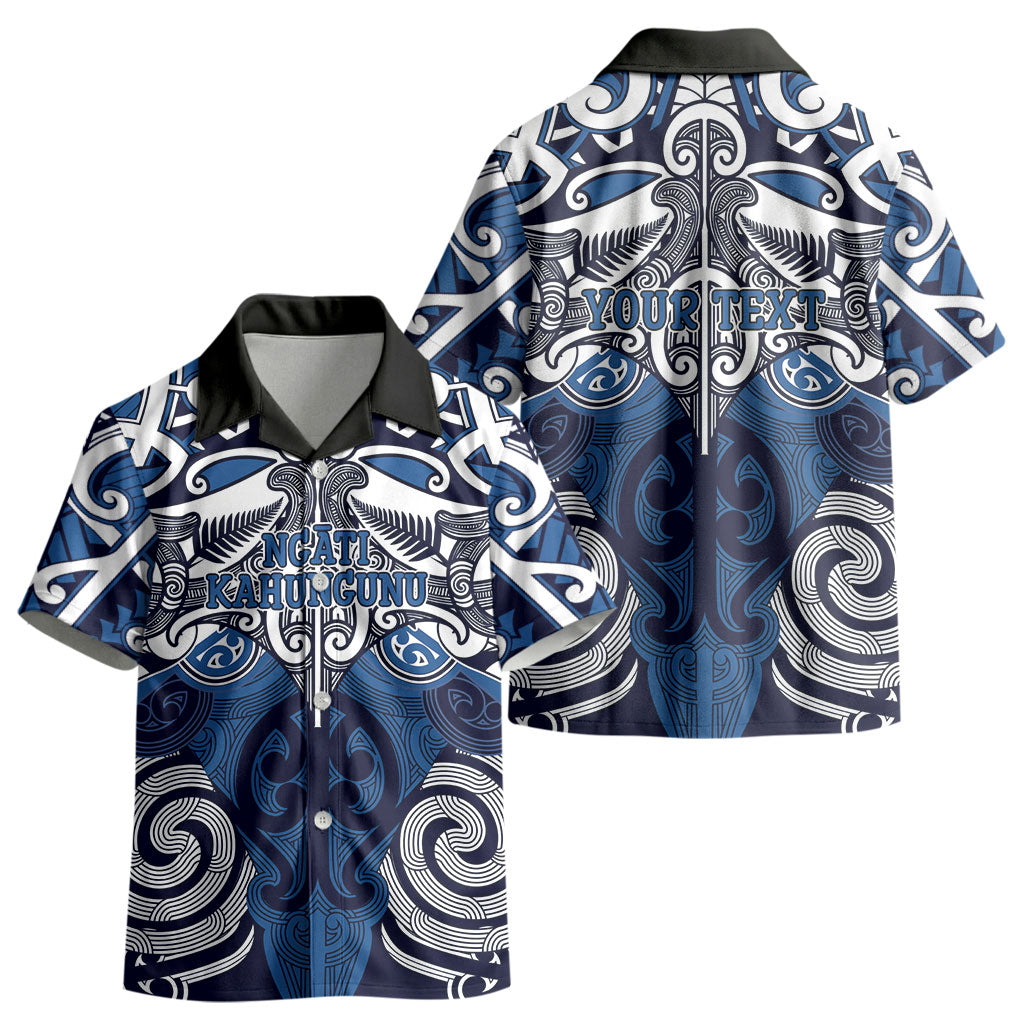 Personalised Maori Ngati Kahungunu Kid Hawaiian Shirt Silver Fern Kowhaiwhai Art LT01 - Polynesian Pride