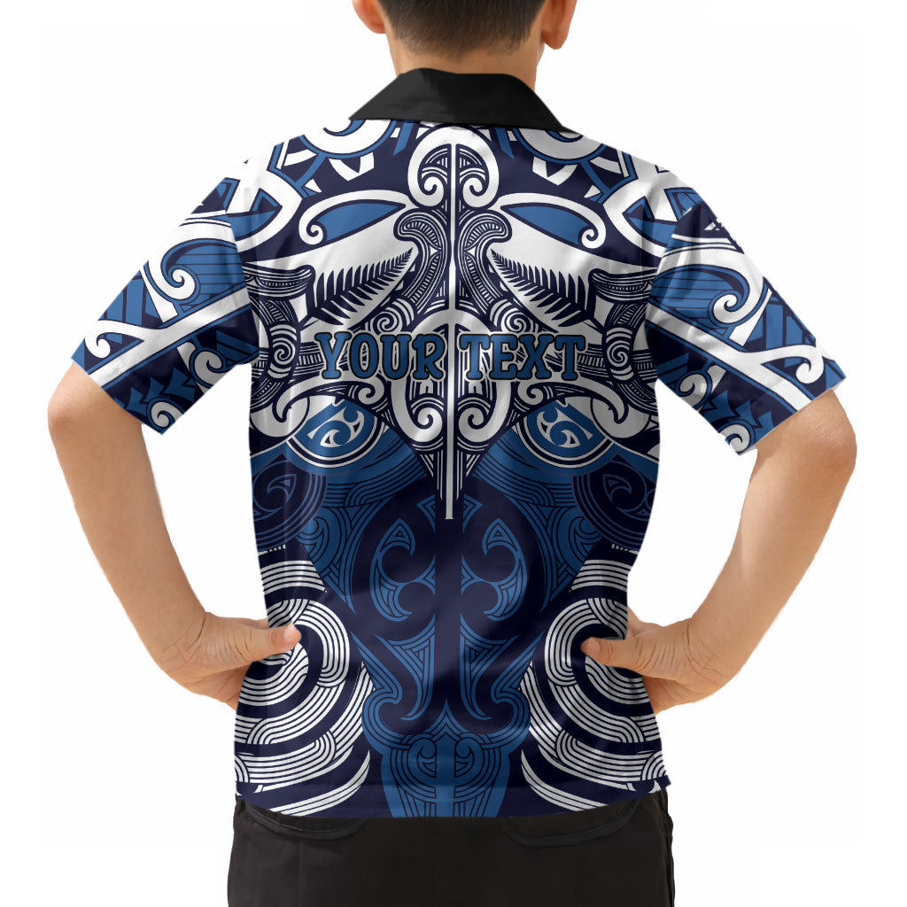 Personalised Maori Ngati Kahungunu Kid Hawaiian Shirt Silver Fern Kowhaiwhai Art LT01 - Polynesian Pride