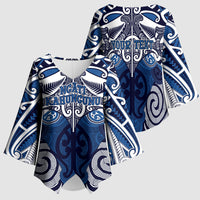 Personalised Maori Ngati Kahungunu Kimono Sleeve Blouse Silver Fern Kowhaiwhai Art LT01 - Polynesian Pride