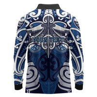 Personalised Maori Ngati Kahungunu Long Sleeve Polo Shirt Silver Fern Kowhaiwhai Art LT01 - Polynesian Pride