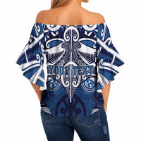 Personalised Maori Ngati Kahungunu Off Shoulder Wrap Waist Top Silver Fern Kowhaiwhai Art LT01 - Polynesian Pride