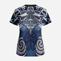 Personalised Maori Ngati Kahungunu Scrub Top Silver Fern Kowhaiwhai Art LT01 - Polynesian Pride