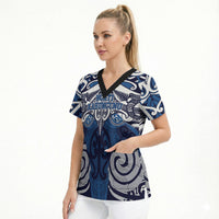 Personalised Maori Ngati Kahungunu Scrub Top Silver Fern Kowhaiwhai Art LT01 - Polynesian Pride