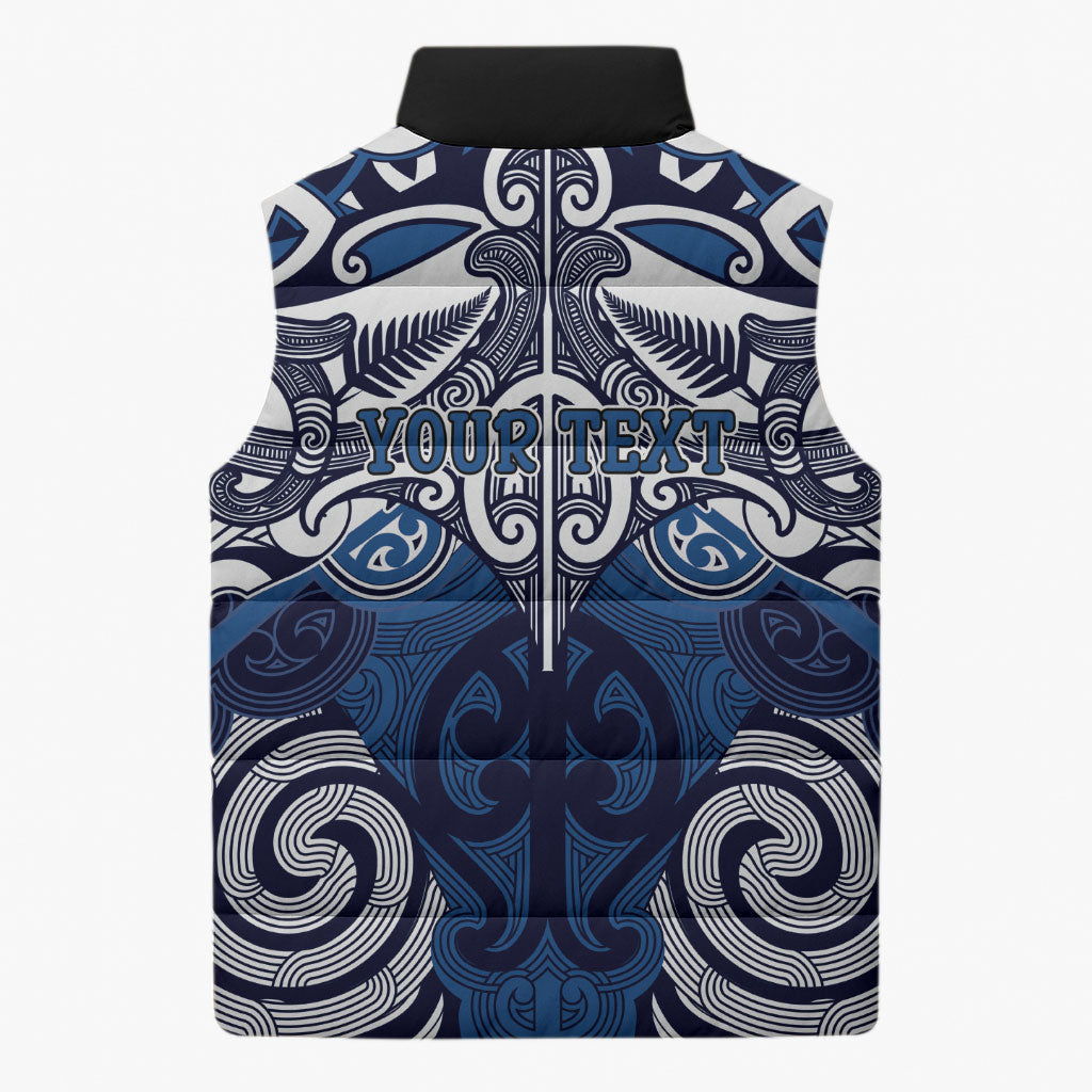 Personalised Maori Ngati Kahungunu Sleeveless Puffer Jacket Silver Fern Kowhaiwhai Art LT01 - Polynesian Pride