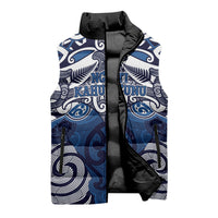 Personalised Maori Ngati Kahungunu Sleeveless Puffer Jacket Silver Fern Kowhaiwhai Art LT01 - Polynesian Pride