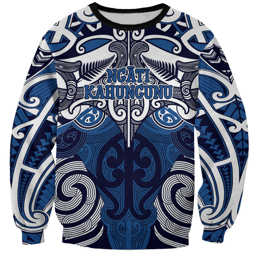 Personalised Maori Ngati Kahungunu Sweatshirt Silver Fern Kowhaiwhai Art LT01 Unisex Blue - Polynesian Pride