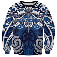 Personalised Maori Ngati Kahungunu Sweatshirt Silver Fern Kowhaiwhai Art LT01 Unisex Blue - Polynesian Pride