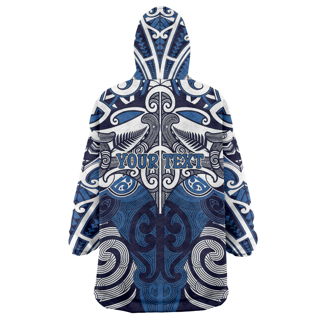 Personalised Maori Ngati Kahungunu Wearable Blanket Hoodie Silver Fern Kowhaiwhai Art LT01 - Polynesian Pride