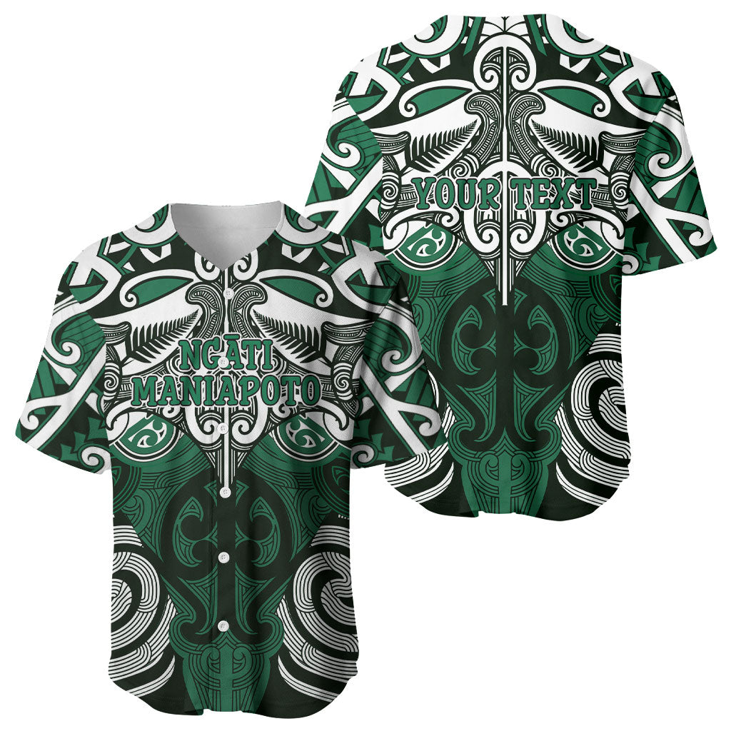 Personalised Maori Ngati Maniapoto Baseball Jersey Silver Fern Kowhaiwhai Art LT01 - Polynesian Pride
