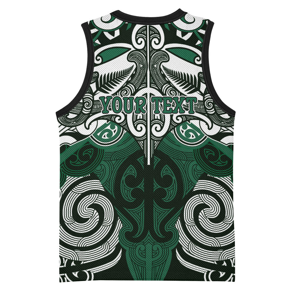 Personalised Maori Ngati Maniapoto Basketball Jersey Silver Fern Kowhaiwhai Art LT01 - Polynesian Pride