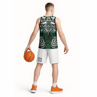Personalised Maori Ngati Maniapoto Basketball Jersey Silver Fern Kowhaiwhai Art LT01 - Polynesian Pride
