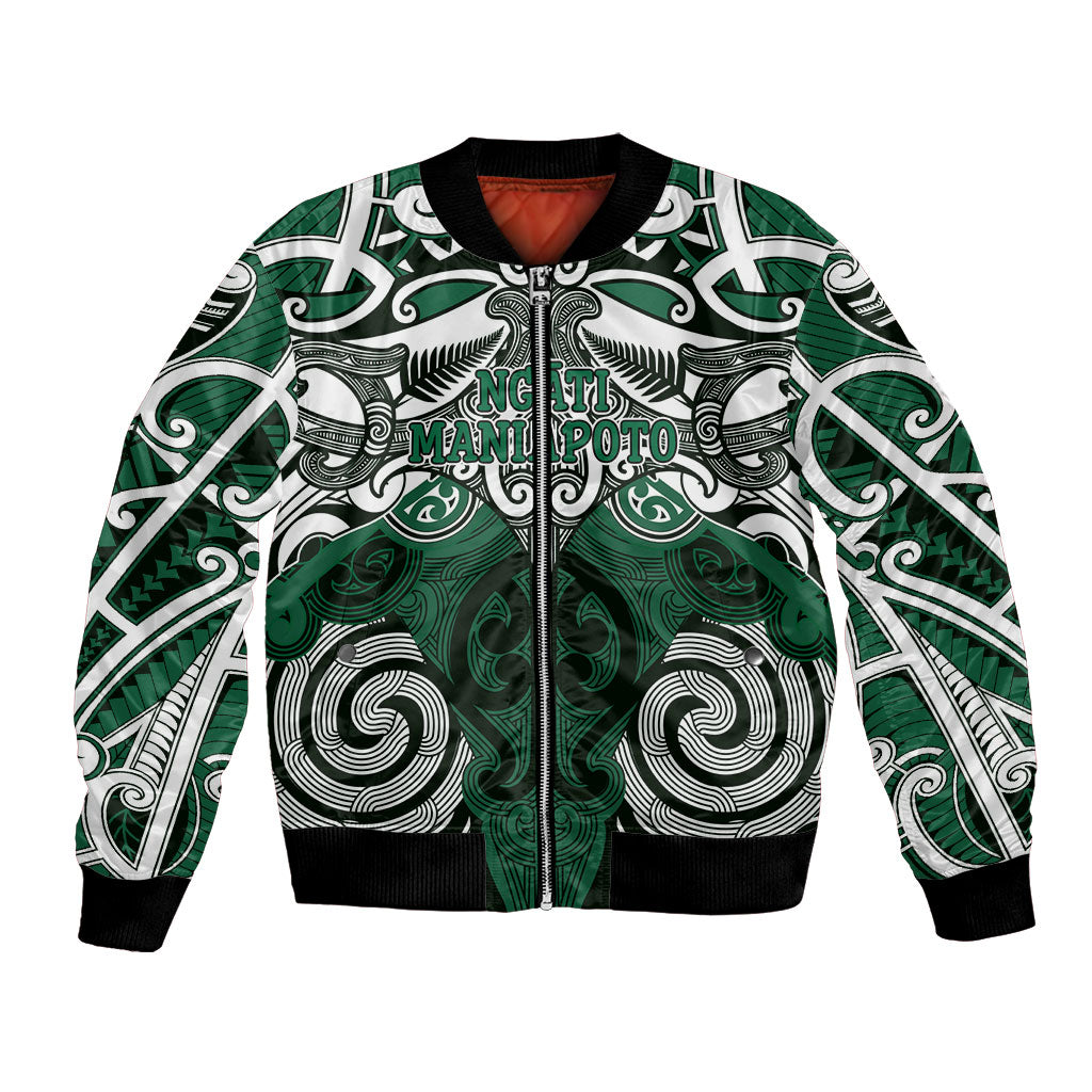 Personalised Maori Ngati Maniapoto Bomber Jacket Silver Fern Kowhaiwhai Art LT01 Unisex Green - Polynesian Pride