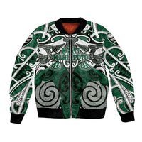 Personalised Maori Ngati Maniapoto Bomber Jacket Silver Fern Kowhaiwhai Art LT01 Unisex Green - Polynesian Pride