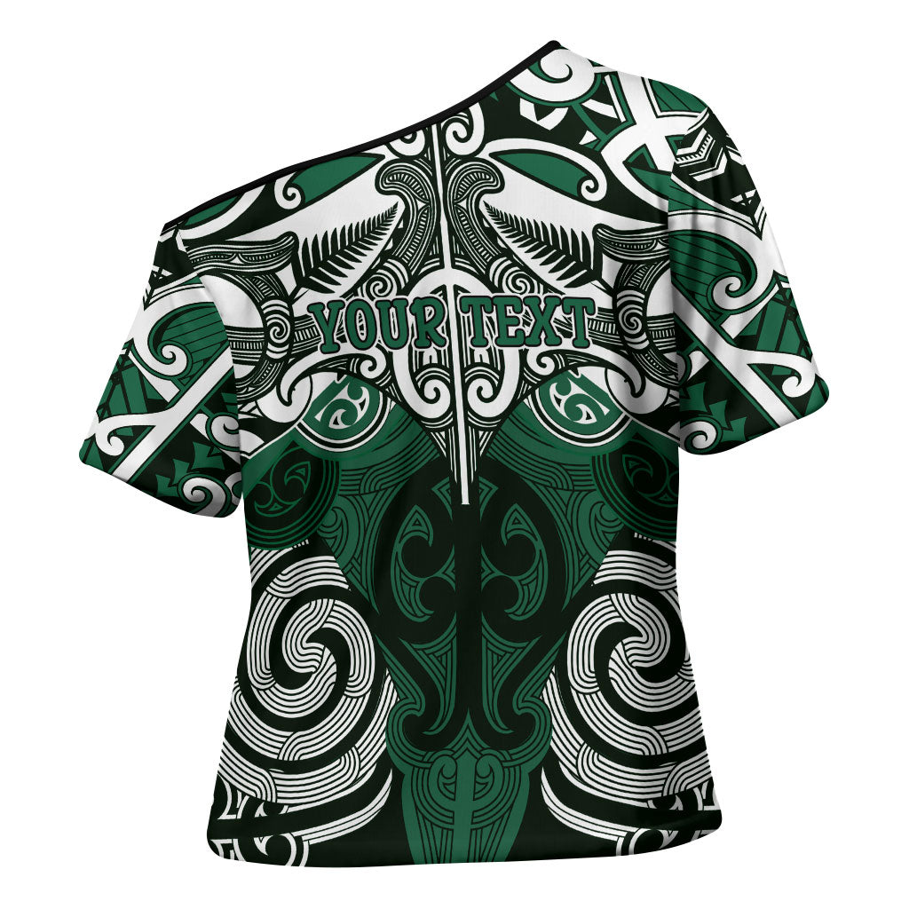 Personalised Maori Ngati Maniapoto Cross Shoulder Shirt Silver Fern Kowhaiwhai Art LT01 - Polynesian Pride