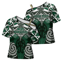 Personalised Maori Ngati Maniapoto Cross Shoulder Shirt Silver Fern Kowhaiwhai Art LT01 - Polynesian Pride