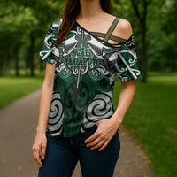 Personalised Maori Ngati Maniapoto Cross Shoulder Shirt Silver Fern Kowhaiwhai Art LT01 - Polynesian Pride