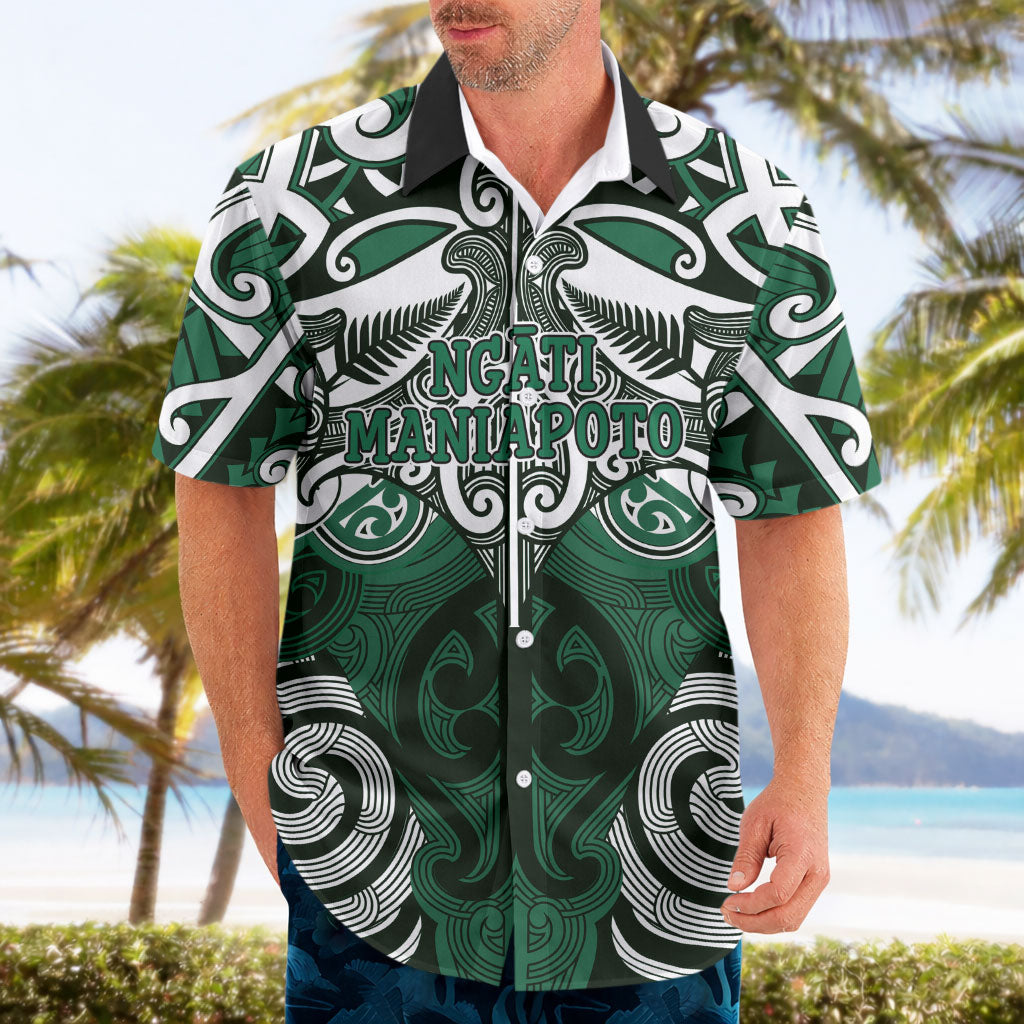 Personalised Maori Ngati Maniapoto Hawaiian Shirt Silver Fern Kowhaiwhai Art LT01 - Polynesian Pride