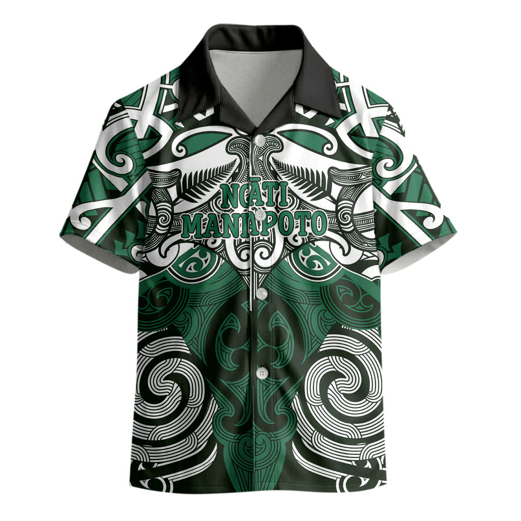 Personalised Maori Ngati Maniapoto Kid Hawaiian Shirt Silver Fern Kowhaiwhai Art LT01 - Polynesian Pride