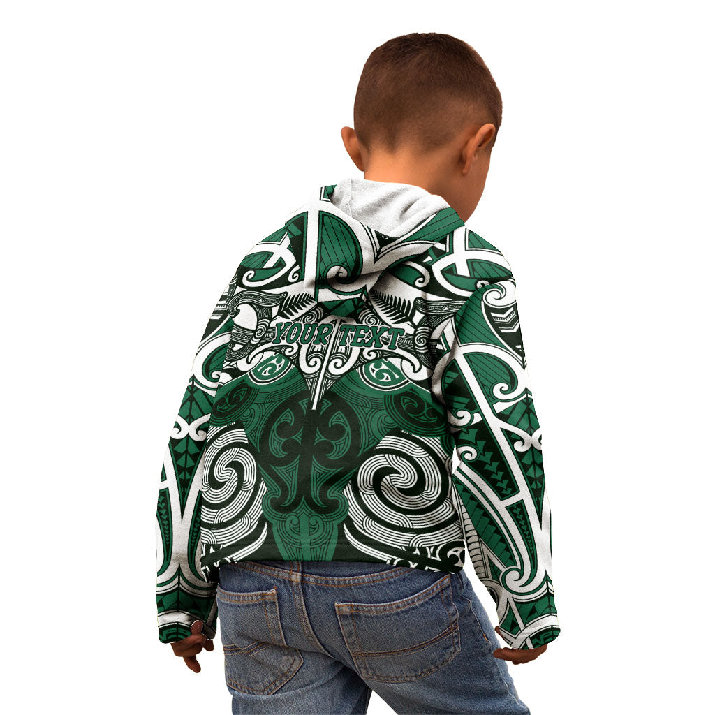 Personalised Maori Ngati Maniapoto Kid Hoodie Silver Fern Kowhaiwhai Art LT01 - Polynesian Pride