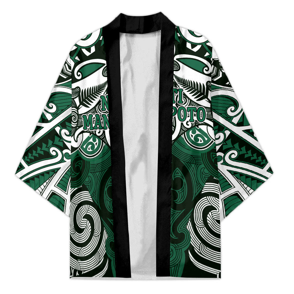 Personalised Maori Ngati Maniapoto Kimono Silver Fern Kowhaiwhai Art LT01 Unisex Green - Polynesian Pride