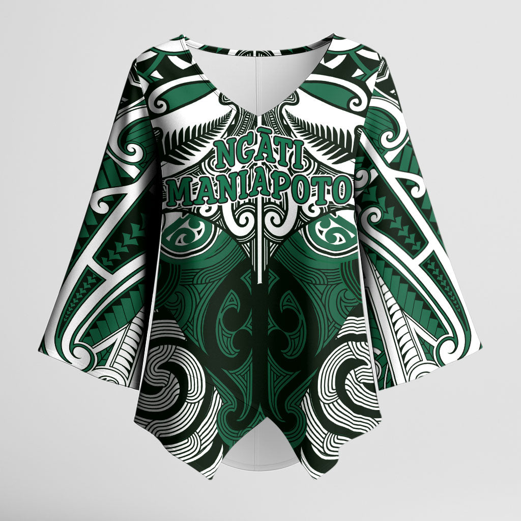Personalised Maori Ngati Maniapoto Kimono Sleeve Blouse Silver Fern Kowhaiwhai Art LT01 Female Green - Polynesian Pride