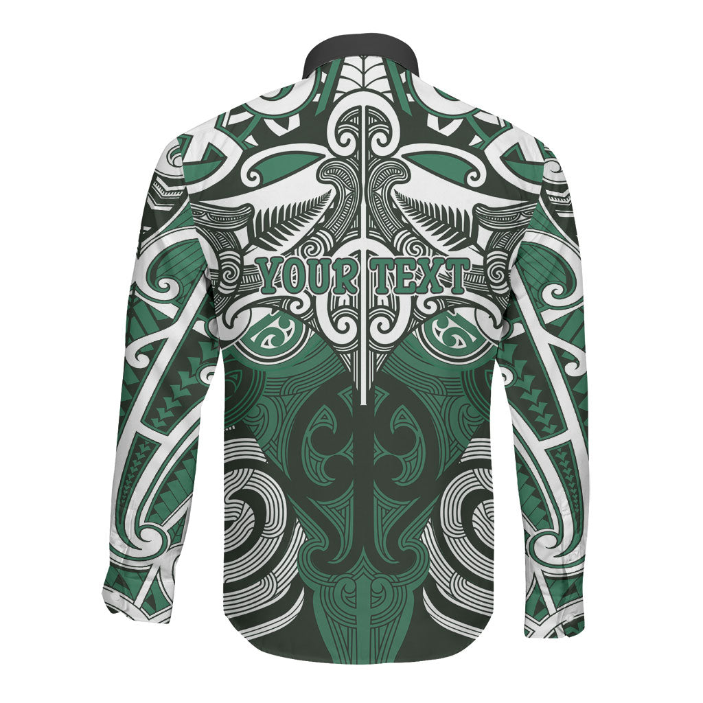 Personalised Maori Ngati Maniapoto Long Sleeve Button Shirt Silver Fern Kowhaiwhai Art LT01 - Polynesian Pride
