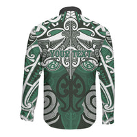 Personalised Maori Ngati Maniapoto Long Sleeve Button Shirt Silver Fern Kowhaiwhai Art LT01 - Polynesian Pride