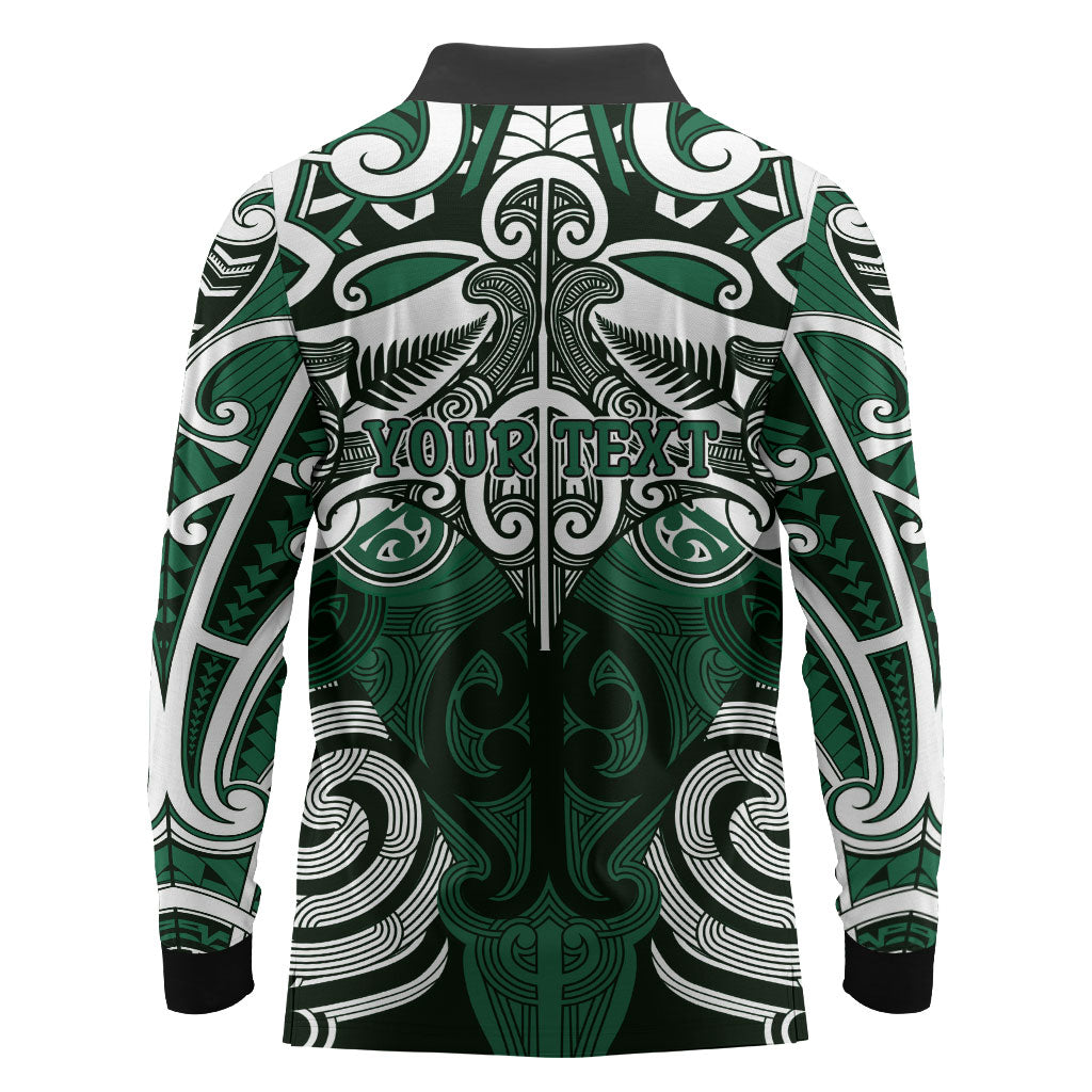 Personalised Maori Ngati Maniapoto Long Sleeve Polo Shirt Silver Fern Kowhaiwhai Art LT01 - Polynesian Pride