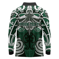 Personalised Maori Ngati Maniapoto Long Sleeve Polo Shirt Silver Fern Kowhaiwhai Art LT01 - Polynesian Pride
