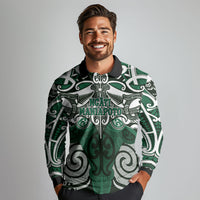 Personalised Maori Ngati Maniapoto Long Sleeve Polo Shirt Silver Fern Kowhaiwhai Art LT01 - Polynesian Pride