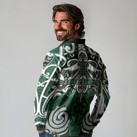 Personalised Maori Ngati Maniapoto Long Sleeve Polo Shirt Silver Fern Kowhaiwhai Art LT01 - Polynesian Pride