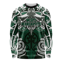 Personalised Maori Ngati Maniapoto Long Sleeve Shirt Silver Fern Kowhaiwhai Art LT01 Unisex Green - Polynesian Pride