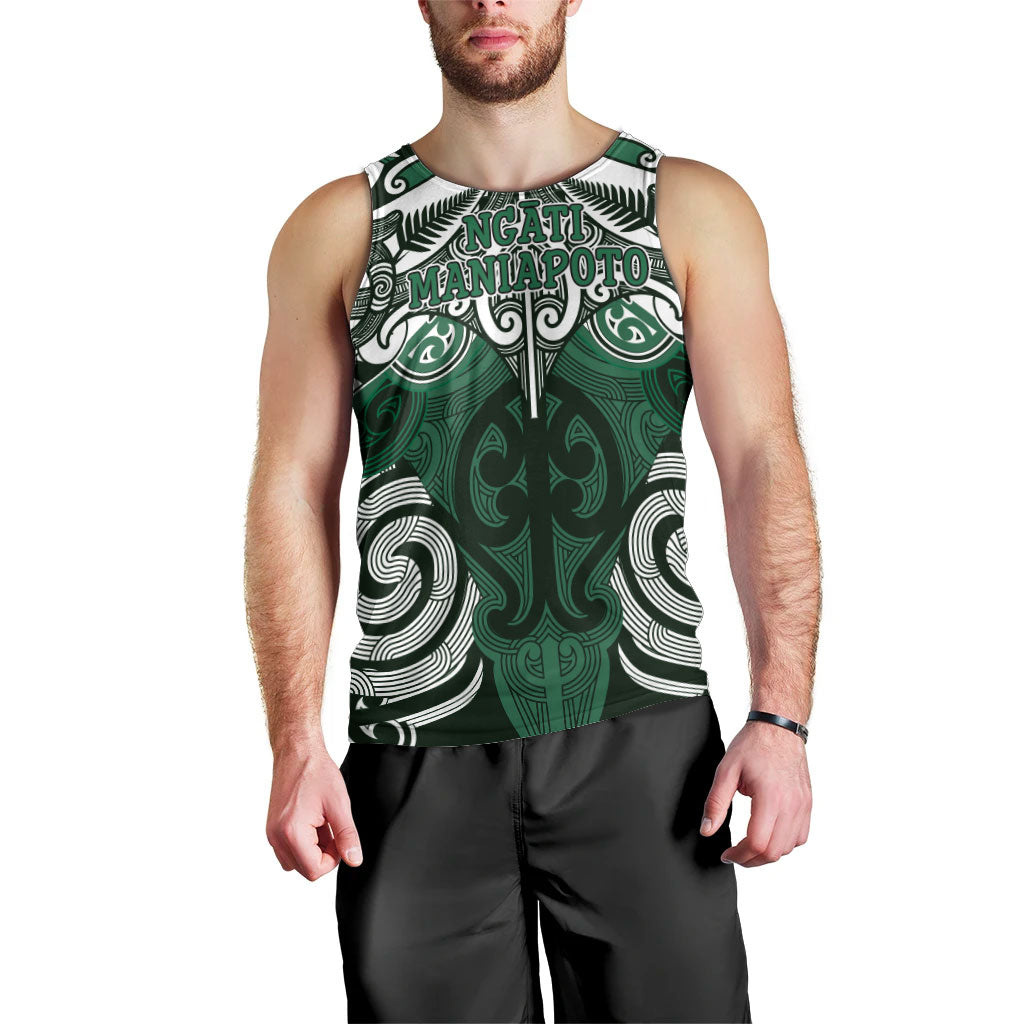 Personalised Maori Ngati Maniapoto Men Tank Top Silver Fern Kowhaiwhai Art LT01 - Polynesian Pride