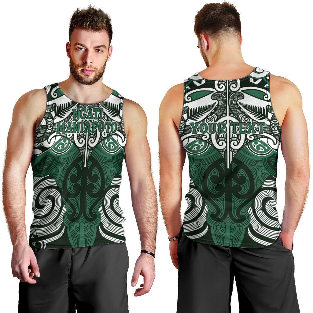 Personalised Maori Ngati Maniapoto Men Tank Top Silver Fern Kowhaiwhai Art LT01 - Polynesian Pride