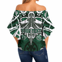 Personalised Maori Ngati Maniapoto Off Shoulder Wrap Waist Top Silver Fern Kowhaiwhai Art LT01 - Polynesian Pride