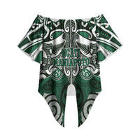 Personalised Maori Ngati Maniapoto Off Shoulder Wrap Waist Top Silver Fern Kowhaiwhai Art LT01 - Polynesian Pride