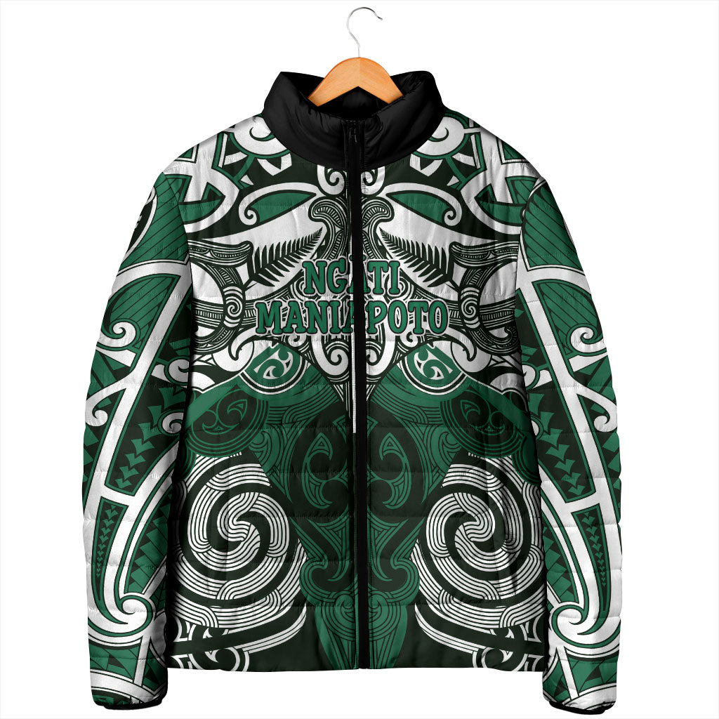 Personalised Maori Ngati Maniapoto Padded Jacket Silver Fern Kowhaiwhai Art LT01 - Polynesian Pride