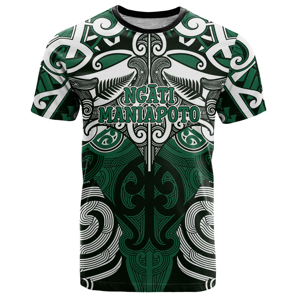Personalised Maori Ngati Maniapoto T Shirt Silver Fern Kowhaiwhai Art LT01 Green - Polynesian Pride