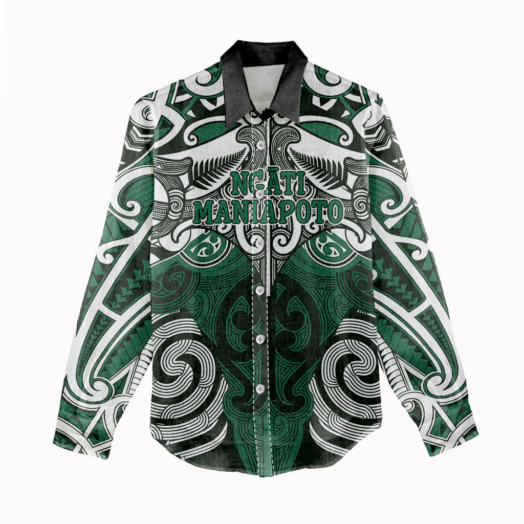 Personalised Maori Ngati Maniapoto Women Casual Shirt Silver Fern Kowhaiwhai Art LT01 - Polynesian Pride