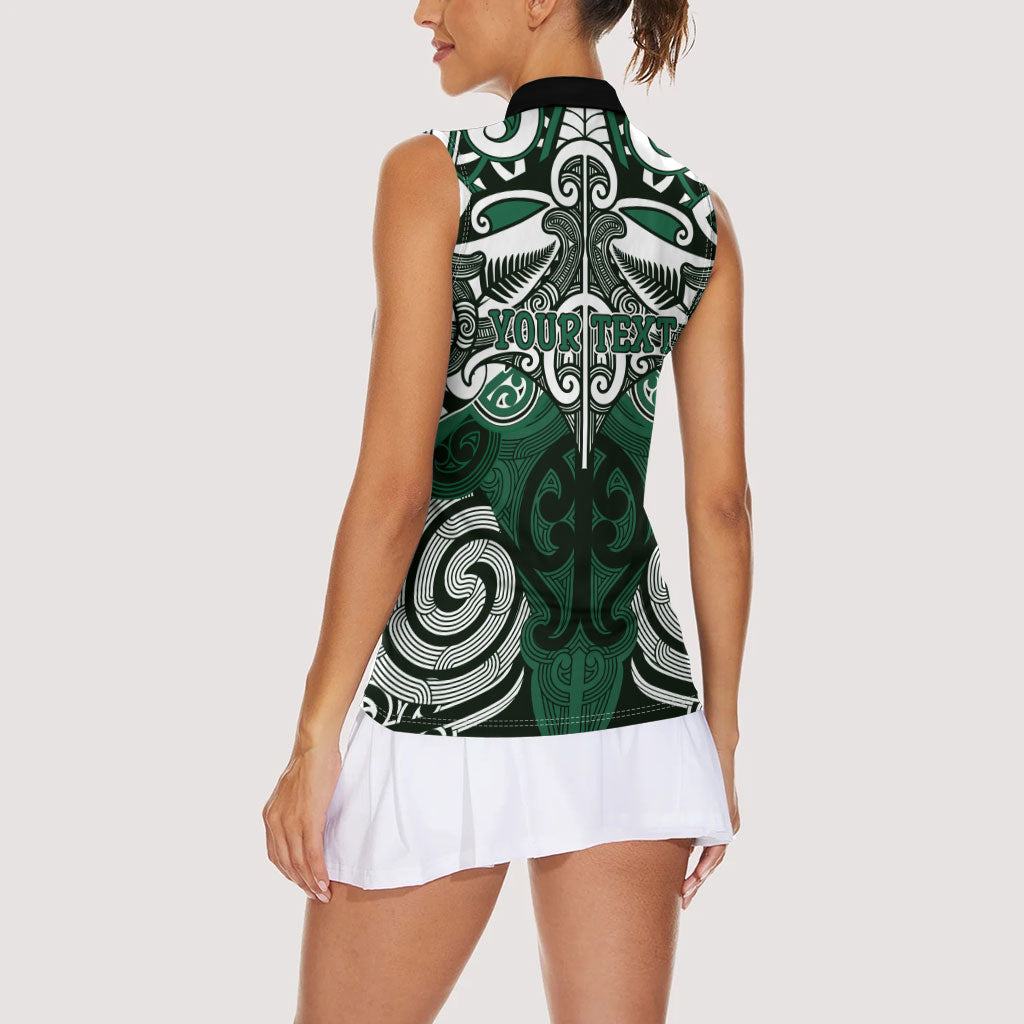 Personalised Maori Ngati Maniapoto Women Sleeveless Polo Shirt Silver Fern Kowhaiwhai Art LT01 - Polynesian Pride