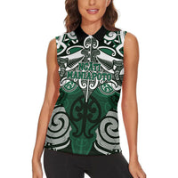 Personalised Maori Ngati Maniapoto Women Sleeveless Polo Shirt Silver Fern Kowhaiwhai Art LT01 - Polynesian Pride
